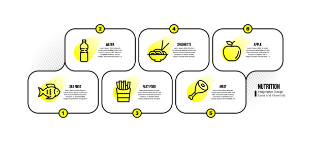 信息图表设计模板与营养关键字和图标图片下载