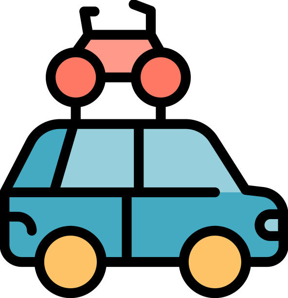 汽车家庭屋顶自行车图标颜色轮廓图片下载