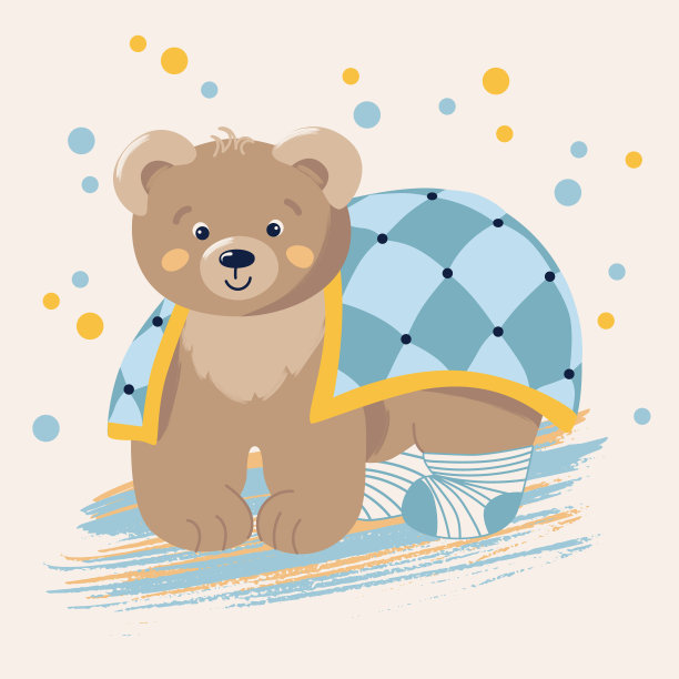 可爱的小熊和一条毯子图片下载