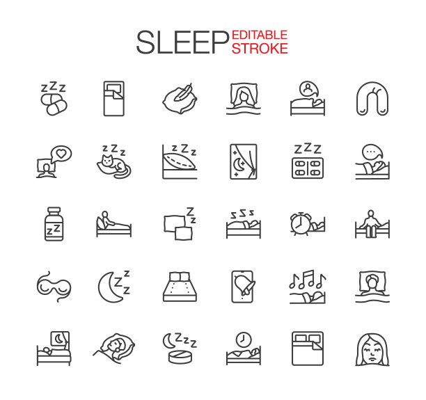 健康睡眠图标可编辑中风图片下载