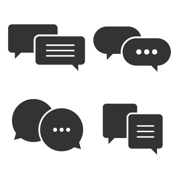 在线聊天语音气泡，消息和问题图标设置矢量设计的白色背景。图片下载