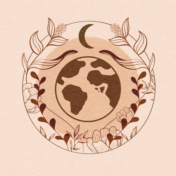 行星地球的单色插图图片下载