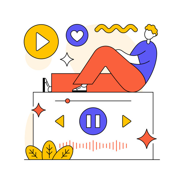 Podcast Streamer平面设计插图图片下载