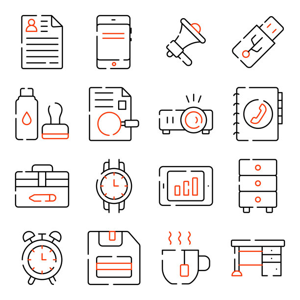 办公用品扁平图标包图片下载