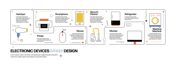 电子设备概念，线风格矢量插图图片下载