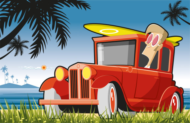 老式汽车和冲浪者图片下载