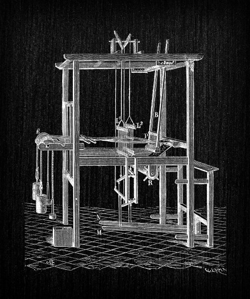 仿古插图雕刻制造业:纺织业图片下载