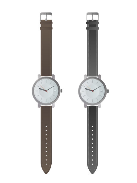 白色表盘和黑色表带的手表图片下载