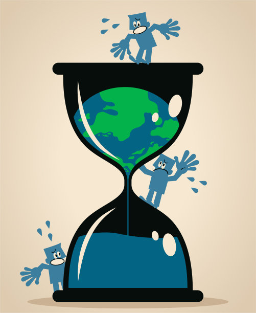 沙漏中融化的地球，人们忧心忡忡图片下载