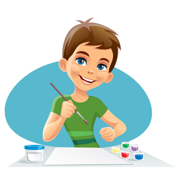 这个男孩正在画画图片下载