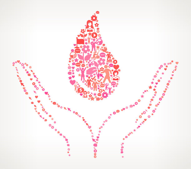 献血、妇女权利和女孩力量的图标模式图片下载