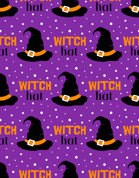 女巫帽无缝模式上的紫色背景图片下载