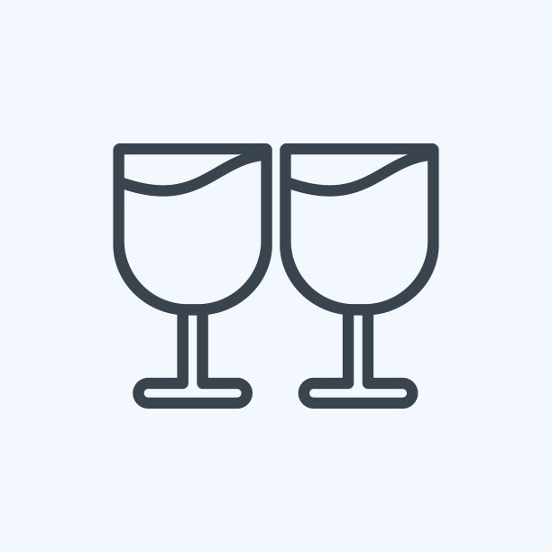图标酒杯吧。适合婚礼的象征。行风格。简单的设计可编辑。设计模板向量。简单的符号说明图片下载