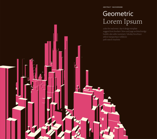 复古抽象城市建筑风格3D几何立方体图案背景图片下载