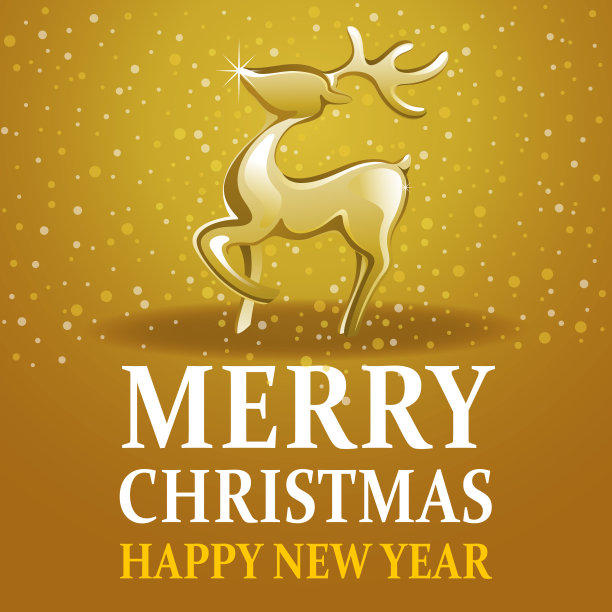 金色圣诞驯鹿图片下载
