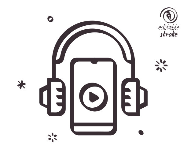 有趣的线条插图的听力会话图片下载