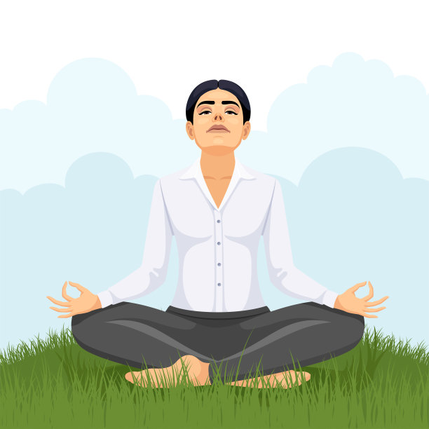 美丽的女人在大自然中冥想。图片下载