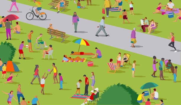 社交距离公园里的群体图片下载