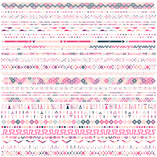 多彩的部落纺织矢量图案设计图片下载