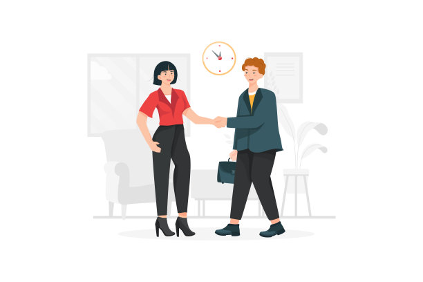 两个人愉快地握了握手。图片下载