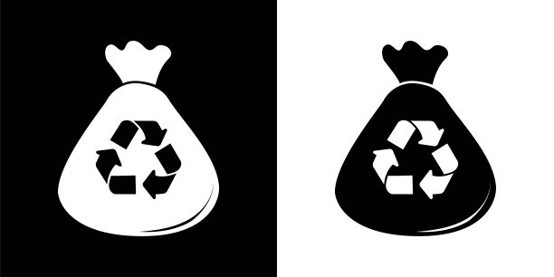 黑白的垃圾袋图标。图片下载