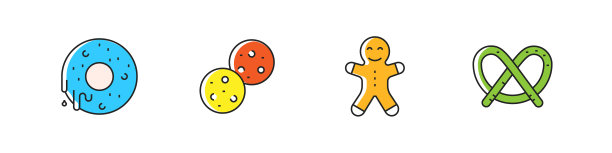 面包房和糕点相关的矢量平线图标。大纲符号集合。图片下载