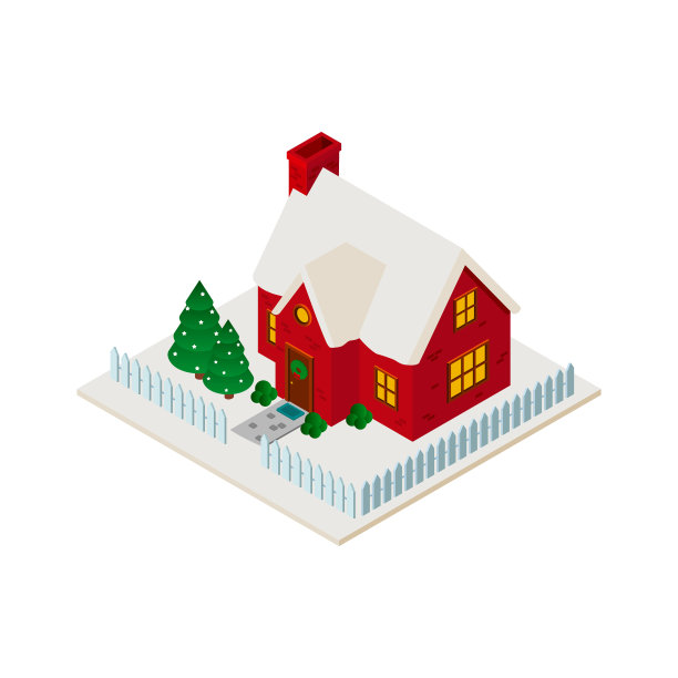 等距圣诞房子图片下载