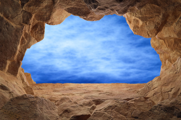 3d渲染和自然的讲台背景，洞穴风格的讲台由石头和岩石创建，背景夜空用于产品展示，极简主义的模型和展示图片下载