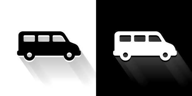 面包车黑白图标与长影子图片下载
