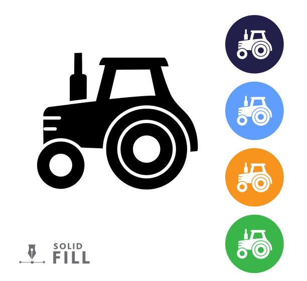 现代农场和农业拖拉机图标图片下载