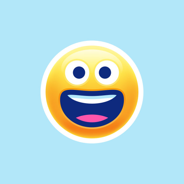 表情贴纸蓝色背景图片下载