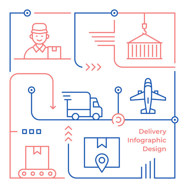 信息图形设计模板的交付矢量线插图图片下载