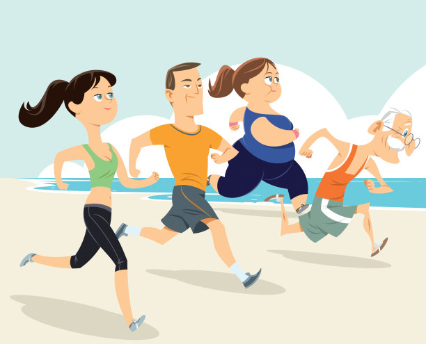 人们在海滩上跑步图片下载