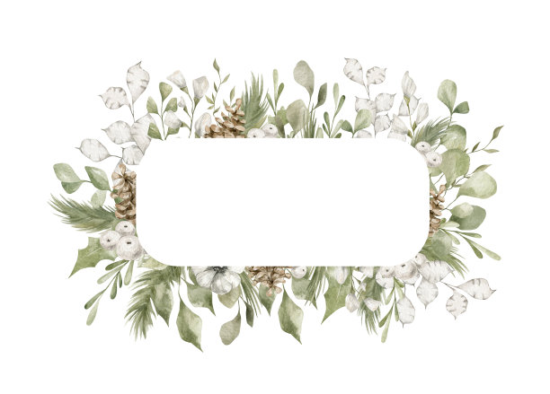 水彩冬天框架图片下载