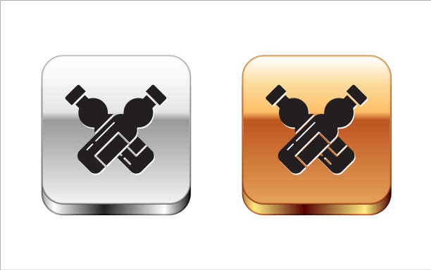 黑色交叉瓶水图标孤立上图片下载