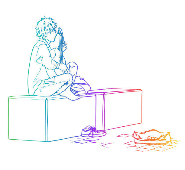 街头吉他手演奏赤脚彩虹图片下载