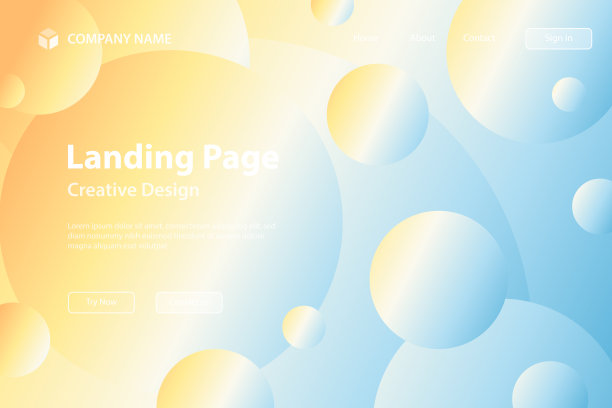 登陆页面模板-抽象几何背景与橙色渐变圆图片下载