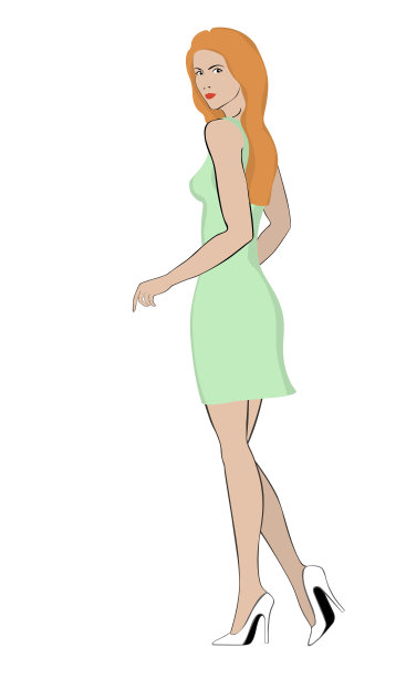 矢量插图的一个红头发的女孩在充分增长图片下载