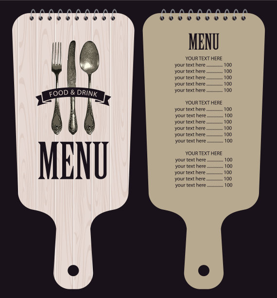 餐厅菜单以木制砧板的形式呈现图片下载