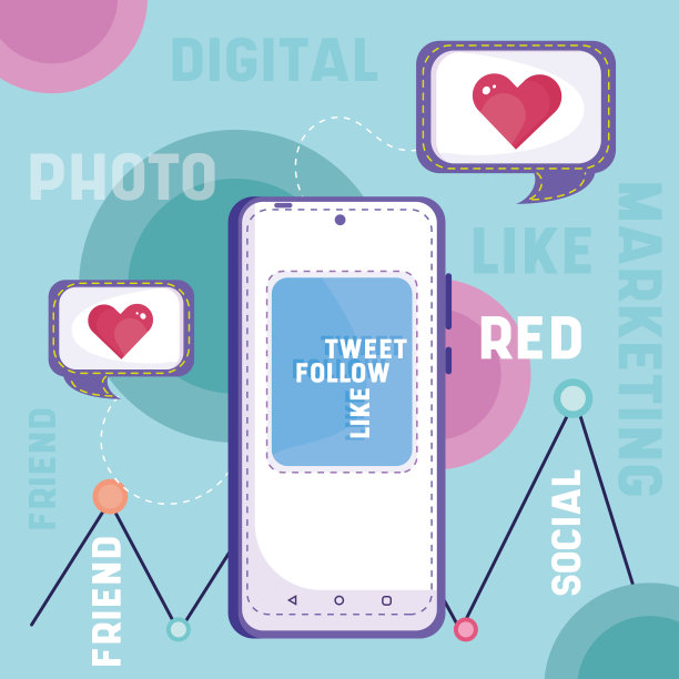 手机与社交媒体显示和心形矢量图片下载