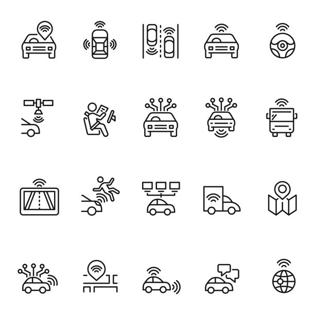 自动驾驶汽车图标集图片下载