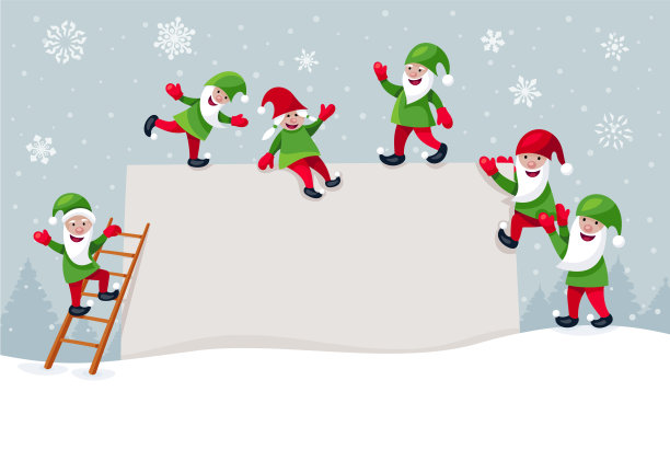 圣诞横幅与精灵。贺卡设计概念。图片下载