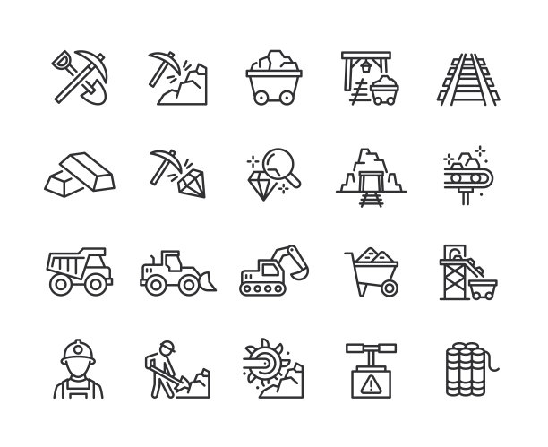 挖掘线图标-可编辑的笔画图片下载