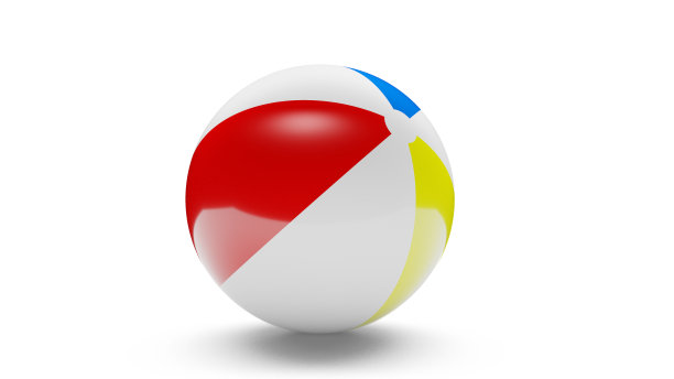 3D现实渲染彩色沙滩球在白色孤立的背景图片下载