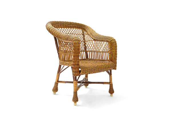白色背景的复古柳条椅图片下载