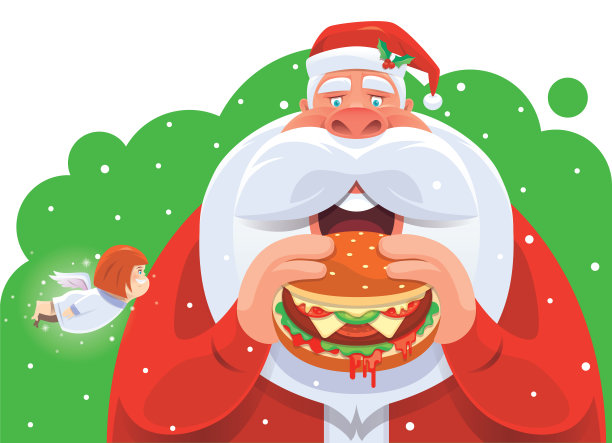 圣诞老人吃汉堡图片下载