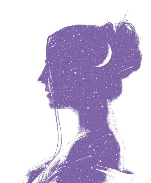 有星星和月亮的美丽女人图片下载