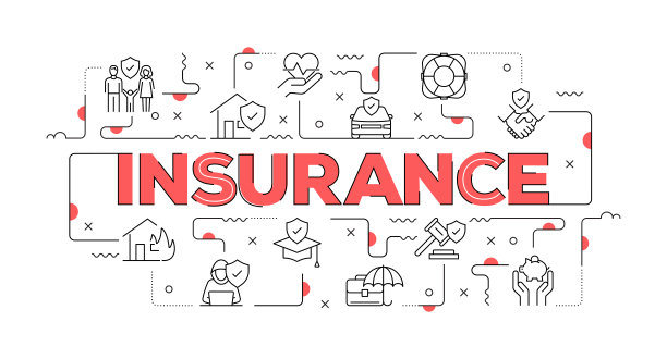 保险相关网页横幅线风格。现代设计矢量插图图片下载