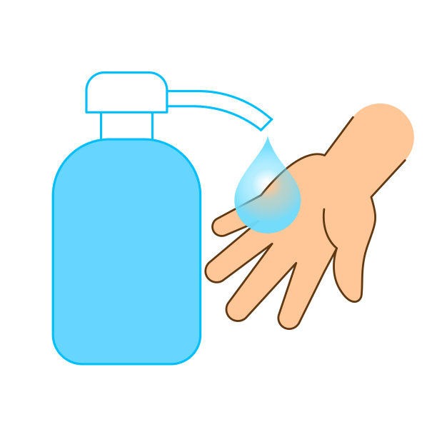 洗手用消毒酒精凝胶，手洗卡通剪贴画可爱的着色工作表图片下载