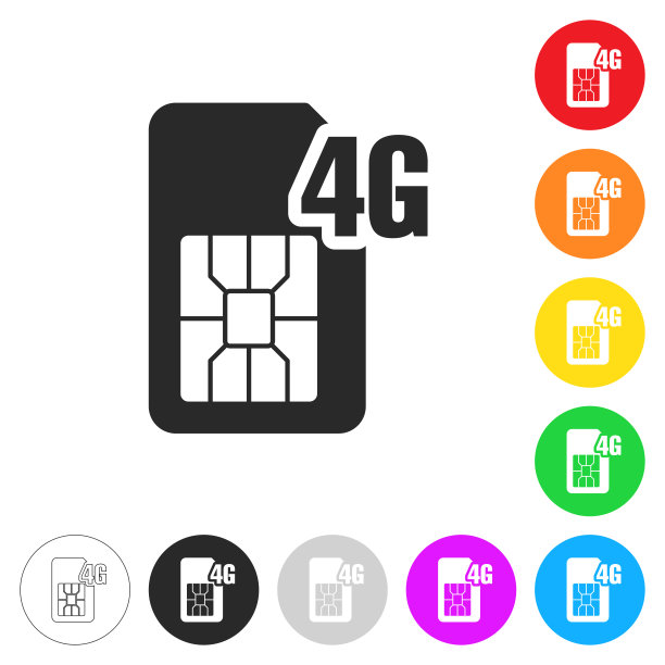 4 g SIM卡。彩色按钮上的图标图片下载